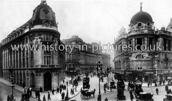 Aldwych showing Gaiety Theatre and Waldorf Hotel, London. c.1912.